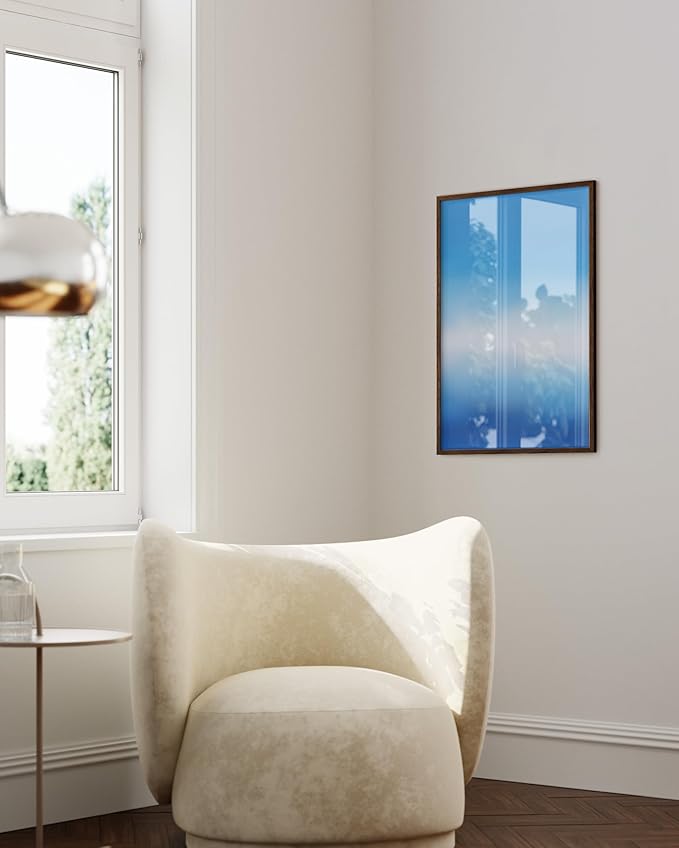 HAUS AND HUES Modern Abstract Wall Art - Blue and Green Living Room Art, Modern Artwork for Walls, Minimalist Picture for Living Room(Blue Tie-Dye, Walnut Frame, 24x36)