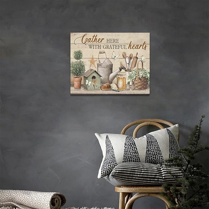 Farmhouse Kitchen Wall Art Country Kitchen Wall Decor Farm Rustic Sign Pictures Canvas Painting Artwork Home Decorations for Living Room Bedroom Bathroom Office 16"x12"