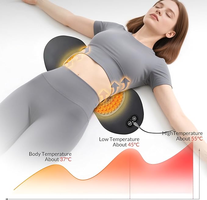 3 in 1 Back Massager, Electric Lumbar Support Pillow Heat Vibration Massage Lower Back Spine Decompression Device