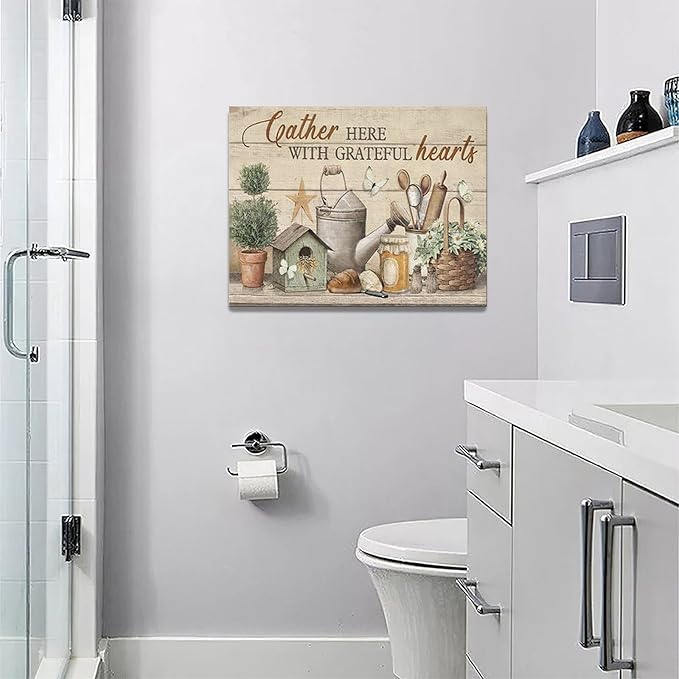 Farmhouse Kitchen Wall Art Country Kitchen Wall Decor Farm Rustic Sign Pictures Canvas Painting Artwork Home Decorations for Living Room Bedroom Bathroom Office 16"x12"