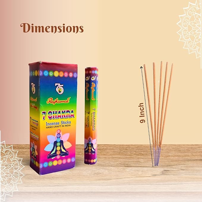Rajkamal Incense Sticks 7 Chakra Scented - Long-Lasting Aromatic Fragrance - for Meditation, Positivity, Relaxation, Yoga & Pooja Mandir 120 Sticks