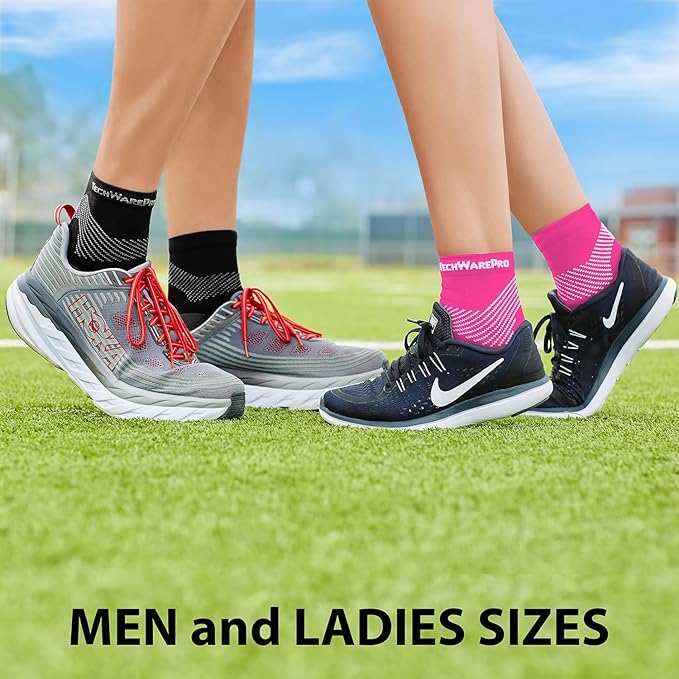 TechWare Pro Plantar Fasciitis Socks – Cushion Ankle Compression Socks Women & Men. Achilles Tendonitis Brace & Arch Support