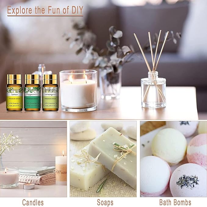 15PCS Essential Oils Gift Set - Premium Quality 100% Natural Pure Essential Oils for Aromatherapy Diffuser Yoga Home Office Soap Candle Making- 5ml/Bottle