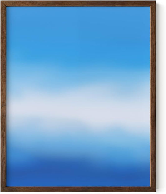 HAUS AND HUES Modern Abstract Wall Art - Blue and Green Living Room Art, Modern Artwork for Walls, Minimalist Picture for Living Room(Blue Tie-Dye, Walnut Frame, 16x20)