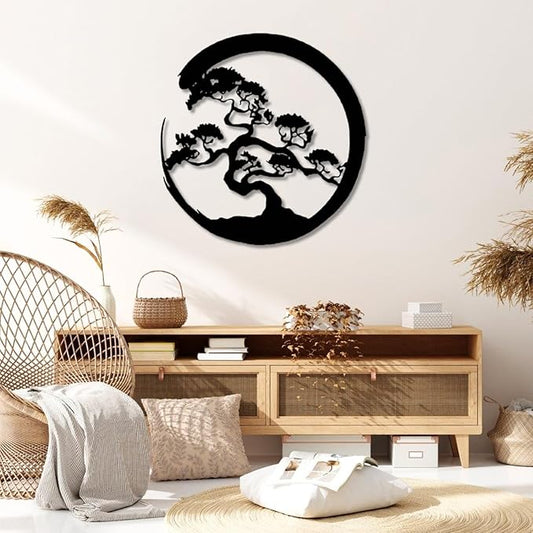 Yemwot Metal Tree of Life Wall Decor, Circle of Life Metal Trees Wall Art, Branch Art, Spiritual Decor, Modern Sculpture Decoration, Living Room Bedroom Decoration (Black-Tree 3, 18"x 18"| 47x47cm)
