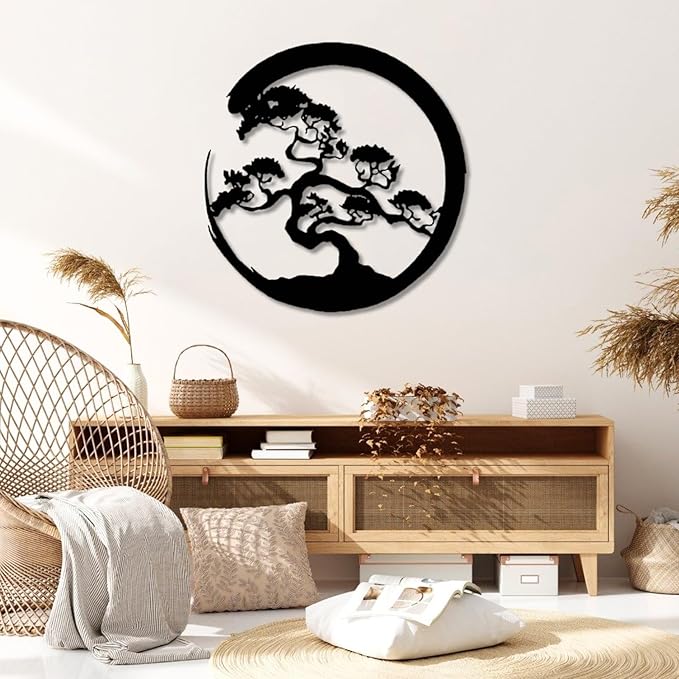 Yemwot Metal Tree of Life Wall Decor, Circle of Life Metal Tree Wall Art, Branch Art, Spiritual Decor, Modern Sculpture Decoration, Living Room Bedroom Decoration (Gold-Tree 3, 33"x 35"| 83x90cm)