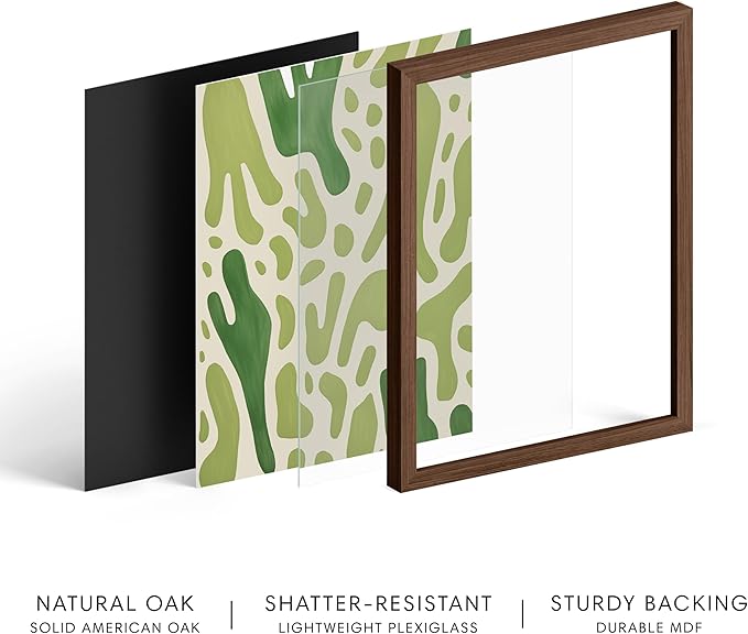 HAUS AND HUES Modern Abstract Wall Art - Blue and Green Living Room Art, Modern Artwork for Walls, Minimalist Picture for Living Room(Green Pattern, Walnut Frame, 24x36)
