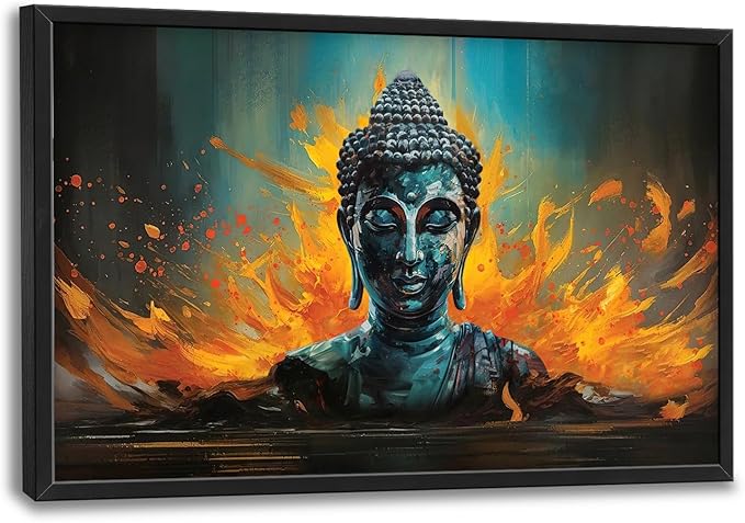 Buddha Wall Art Zen Pictures Wall Decor Framed Canvas Prints Artwork Paintings Home Office Decorations for Living Room Bedroom Dinning Room Corridor 36"x24"