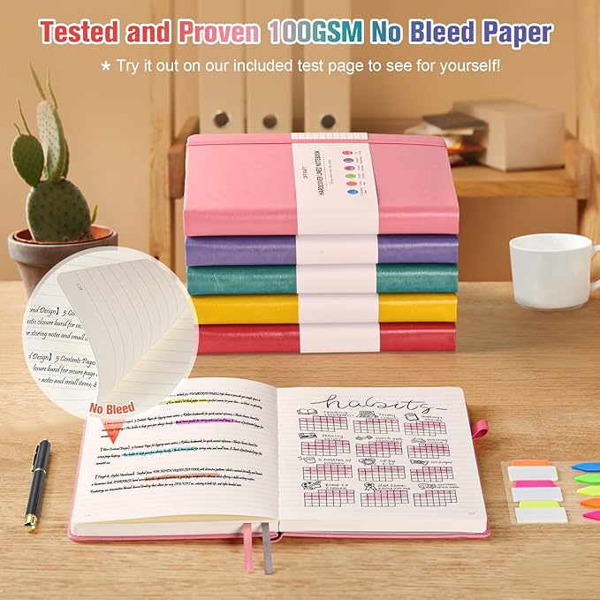 Lined Notebook Journal for Women Men, B5 College Ruled Notebook, 312 Numbered Pages Notebooks for Work, 100gsm Paper Daily Journal, Hardcover Vegan Leather Journals for Writing Office, Peacock Blue