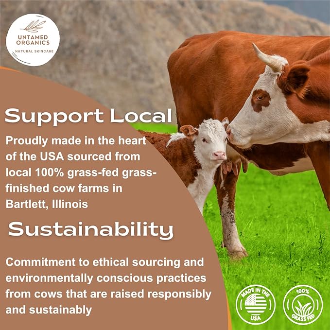 Handmade Tallow, Castor Oil, and Frankincense Oil Skin Balm - 100% Grass-Fed Tallow for Skin Care - Face & Body Moisturizer for Sensitive Skin, Eczema All-Purpose Balm - 2 FL. oz.