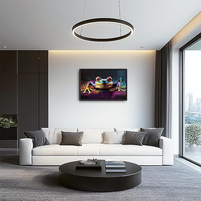 Kylora Frog Wall Art Banksy Frog Pictures Wall Decor Graffiti Street Prints Modern Artwork Abstract Painting Home Office Decorations For Kitchen Bathroom Bedroom Dining Living Room 36"x24"