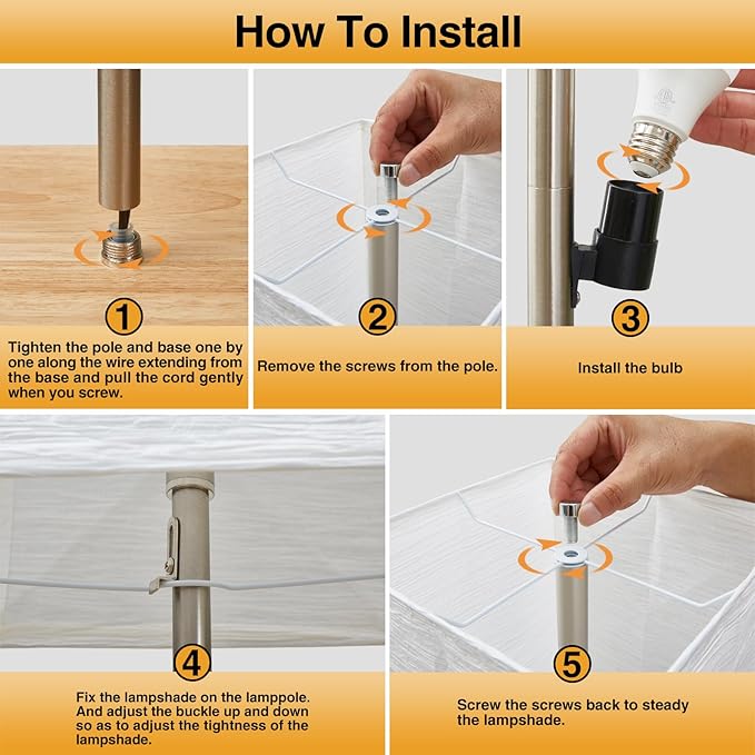 GyroVu 65" Floor Lamp for Living Room, 3 Way Dimmable Standing Lamp for Bedroom, Corner Floor Lamp for Office& Living Room(Bulbs Included)