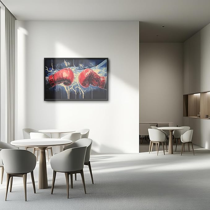 Kylora Boxing Canvas Wall Art Boxing Gloves Pictures Wall Decor Sports Prints Modern Artwork Fitness Painting Home Office Decorations For Gym Bathroom Bedroom Dining Living Room 36"x24"