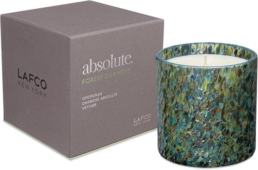 LAFCO New York Signature Candle, Forest Oakmoss - 15.5 oz - 90-Hour Burn Time - Reusable, Hand Blown Glass Vessel - Made in The USA
