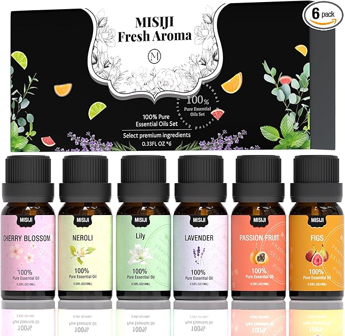 Essential Oils Set-Essential Oils for Diffuser for Home,Diffuser Oils Scents for Aromatherapy,Laundry,Candle&Soap Making,Humidifiers 6 X 10ML