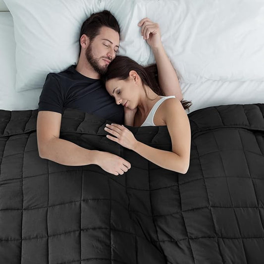 CYMULA Weighted Blanket for Adults (30lbs 88"x104" King Size Black) - Cooling Breathable Heavy Blankets for Summer Winter - Ultra Microfiber Soft Comfort Blanket with Glass Beads - Gifts for Men/Women