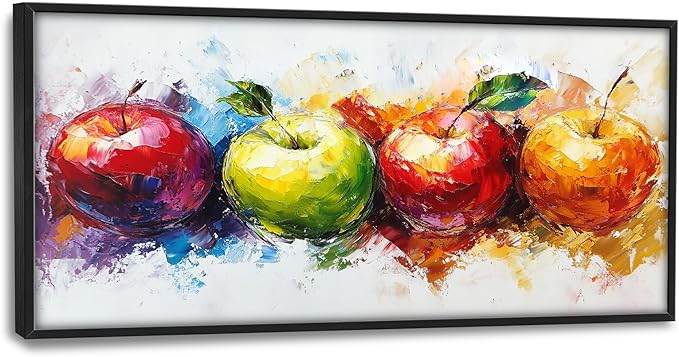 Kylora Apples Wall Art Abstract Apple Pictures Wall Decor Fruit Large Master Over Above Bed Canvas Prints Horizontal Modern Artwork Painting Home Office Decorations For Bedroom Living Room 30"x60"