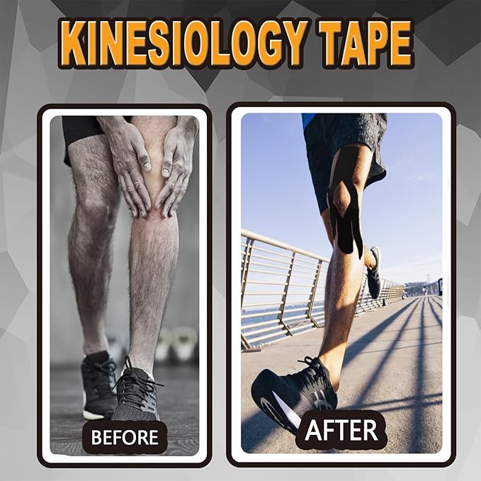 Kinesiology Tape Precut Pro-Waterproof Elastic Athletic Tape,Medical Grade Cotton Adhesive Sports Tape for Muscle Pain Relief & Joint Support, Breathable K Tape (4Rolls-(3inch-Uncut Mix))