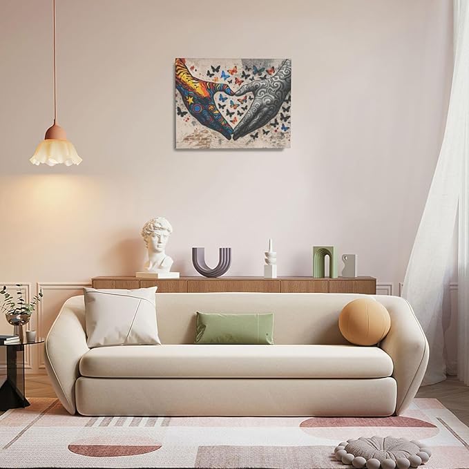 Banksy Hands Wall Art Graffiti Street Pop Art Canvas Prints Painting Wall Decor Abstract Gesture Picture Artwork Decoration Framed Gifts for Girls boys Bedroom Living Room Office Bathroom 16"x20"