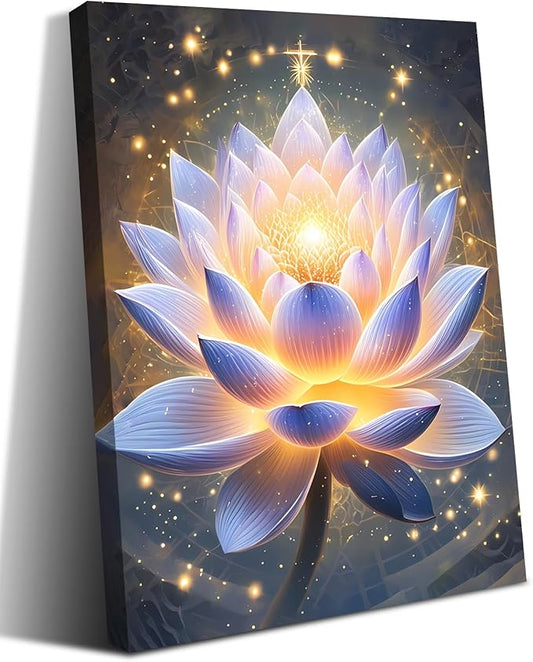 Framed Spiritual Lotus Flower Wall Art Decor,Zen Office Decor Meditation Poster Spa Room Meditation Wall Decor Pictures for Bathroom Office Yoga Home Decorations(12"X16")