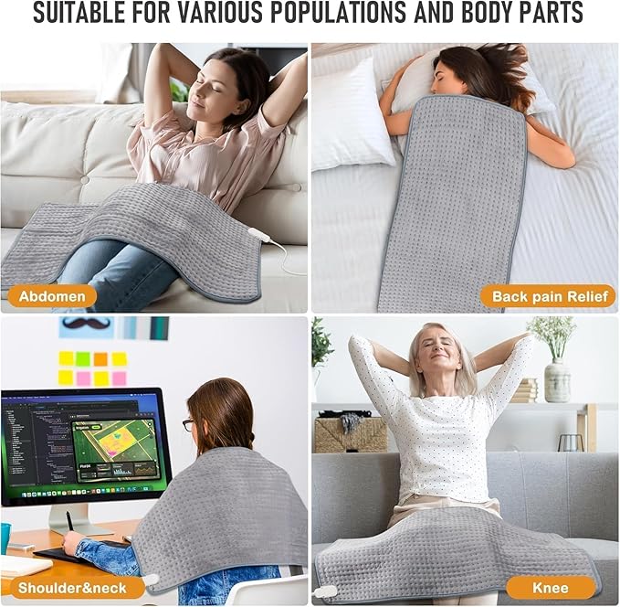 Large Heating Pad for Back Pain & Cramps Relief, 17x33 Inch, 10 Heat Settings & Moist Heat Therapy, 3 Auto Shut-Off Timers, Electric Heating Pad for Shoulder & Neck