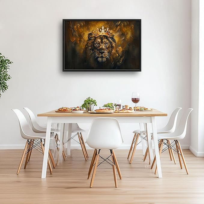 Lion Wall Art Lion Pictures Wall Decor Animal Canvas Prints Framed Artwork Paintings Home Office Decorations for Living Room Bedroom Dinning Room Corridor 36"x24"