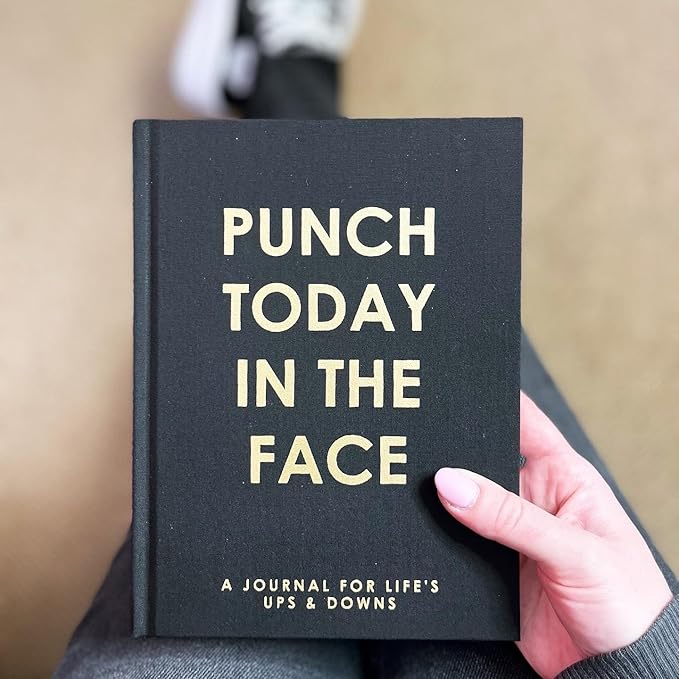 Graphique Self-Care Journal - Punch Today in the Face - 256 Pages - Weekly Quote & Daily Fill in Interiors - Hardbound Fabric Cover - Ribbon Marker (6" x 8")