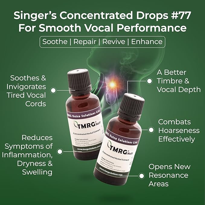 Singer’s Concentrated Vocal Remedy (#77)-Herbal Solution for Vocal Rehabilitation|Reduces Vocal Pain & Vocal Folds Swelling-Improves Vocal Depth, Tone and Power|Warms-up and Invigorates the Voice