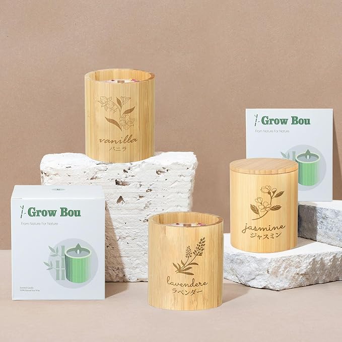 Wood Wick Candles That Crackle - Lavender Candle in Natural Bamboo Jar, Candles for Home Scented, 100% Soy Wax, 60-Hour Burn, Plant-Based Fragrance, Birthday Gifts for Women, 11 oz