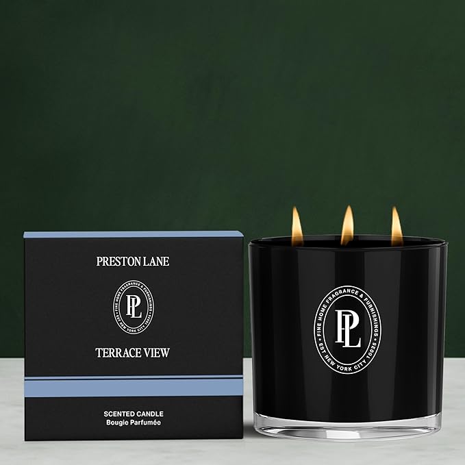 The Deluxe 3-Wick Candle, Scented Candle with Vegan, Soy Wax Blend, Terrace View, 24 Oz