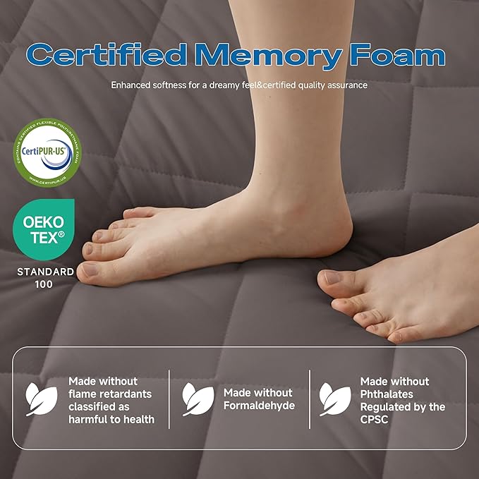 Japanese Floor Futon Mattress, Roll Up Tatami Mat, Sleeping Pad, Shikibuton, CertiPUR-US Certified Foam Floor Mattress for Bed Sleeping, Dormitory, Guest Bed, Designed in Japan(Grey, Full)