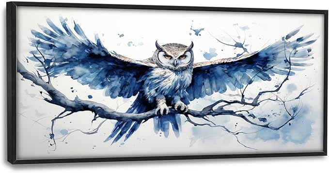Owl Large Framed Wall Art for Living Room Owl Pictures Wall Decor Canvas Print Big Painting Home Decorations Artwork for Office Bedroom 60x30 inch