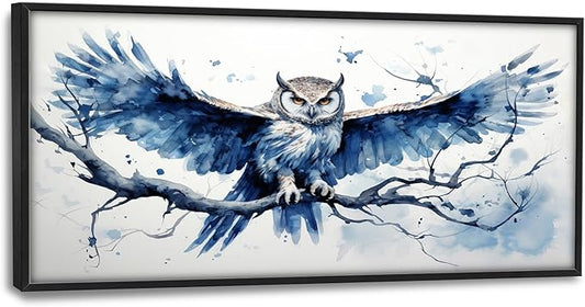 Owl Large Framed Wall Art for Living Room Owl Pictures Wall Decor Canvas Print Big Painting Home Decorations Artwork for Office Bedroom 60x30 inch
