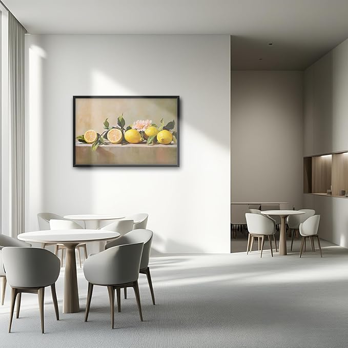 Kylora Lemon Wall Art Still Life Lemons Pictures Wall Decor Fruit Prints Modern Artwork Oil Painting Home Office Decorations For Kitchen Bathroom Bedroom Dining Living Room 36"x24"