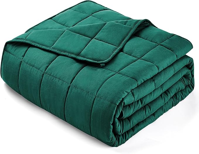 yescool Weighted Blanket for Adults (20 lbs, 88” x 104”, Dark Green) Cooling Heavy Blanket for Sleeping Perfect for 190-210 lbs, Queen Size Breathable Blanket with Premium Glass Bead, Machine Washable