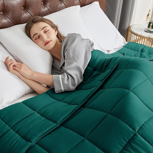 CYMULA Weighted Blanket for Adults (15lbs 60"x80" Queen Size) - Cooling Breathable Heavy Blankets for Summer Winter - Ultra Microfiber Soft Comfort Throw with Glass Beads - Gifts for Men/Women