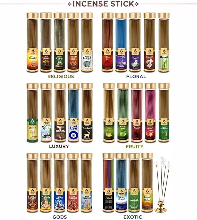 The Aroma Factory White Sage Agarbatti for Pooja, Luxury Incense Sticks, Low Smoke & Zero Charcoal, Premium & Fresh Fragrance for Home, Meditation, 100g X 1Bottle Pack
