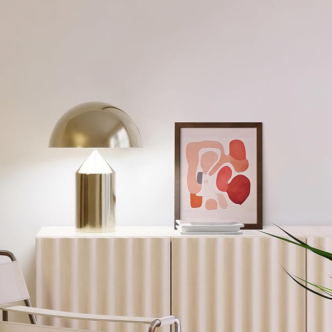 HAUS AND HUES Colorful Abstract Wall Art - Minimalist Retro Picture for Living Room Decor, Red and Pink Modern Wall Art Painting (Pink Abstract Shapes, Walnut Frame, 8x10)