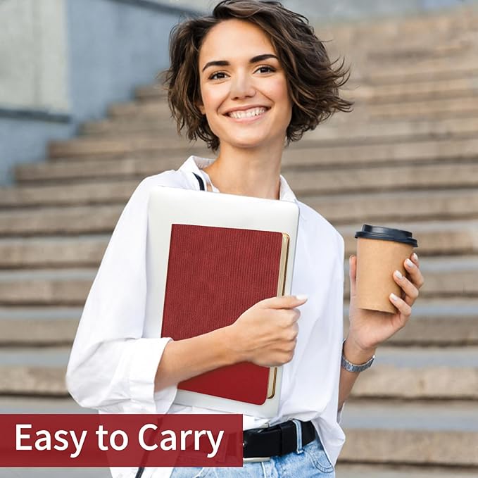 Lined Journal Notebook for Work College Ruled Note Book 5.79"x8.27" A5 PU Leather Daily Journaling 216 Pages for Women Men Writing Home School Supplies Business (A5 Lined 216pages, 2 Pack-BlackRed)