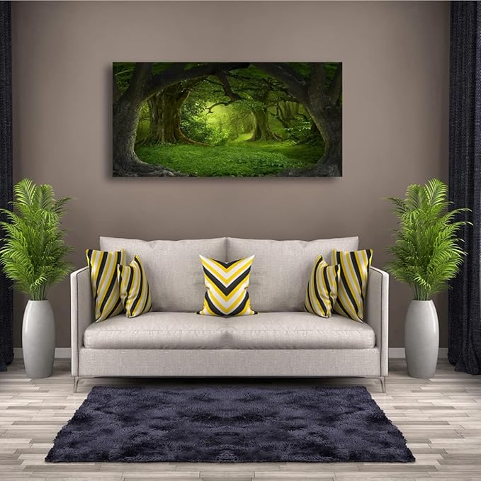 Tree of Life Wall Art Canvas Prints Natural Landscape Pictures Home Decor Green Forest Paintings for Living Room Bathroom Bedroom Kitchen Office Decorations 20x40 Wooden Framed Artwork Easy Hanging