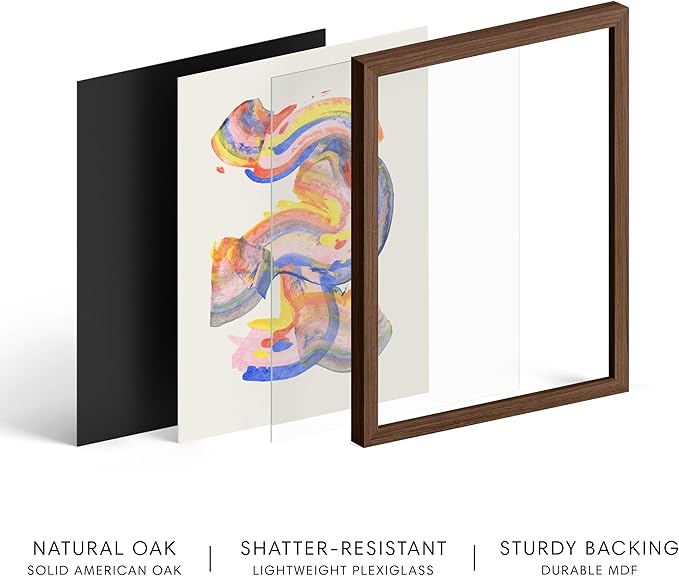 HAUS AND HUES Colorful Abstract Wall Art - Minimalist Retro Picture for Living Room Decor, Red and Pink Modern Wall Art Painting (Abstract Watercolor Swirls, Walnut Frame, 16x20)