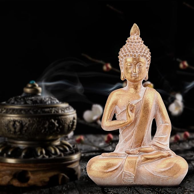 Buddha Statues Buddah Statute Buda Buddha Statue for Meditation Decor, Buda Statue Spiritual Zen Decor, Buddha Figurine for Home Decor Gold Color 10 Inch