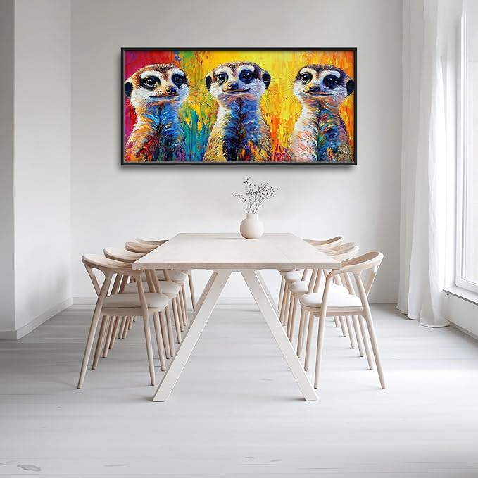 Meerkat Wall Art Graffiti Meerkats Pictures Wall Decor Abstract Animal Large Master Over Above Bed Canvas Prints Horizontal Modern Artwork Painting Home Office Decorations For Kitchen Bedroom 30"x60"