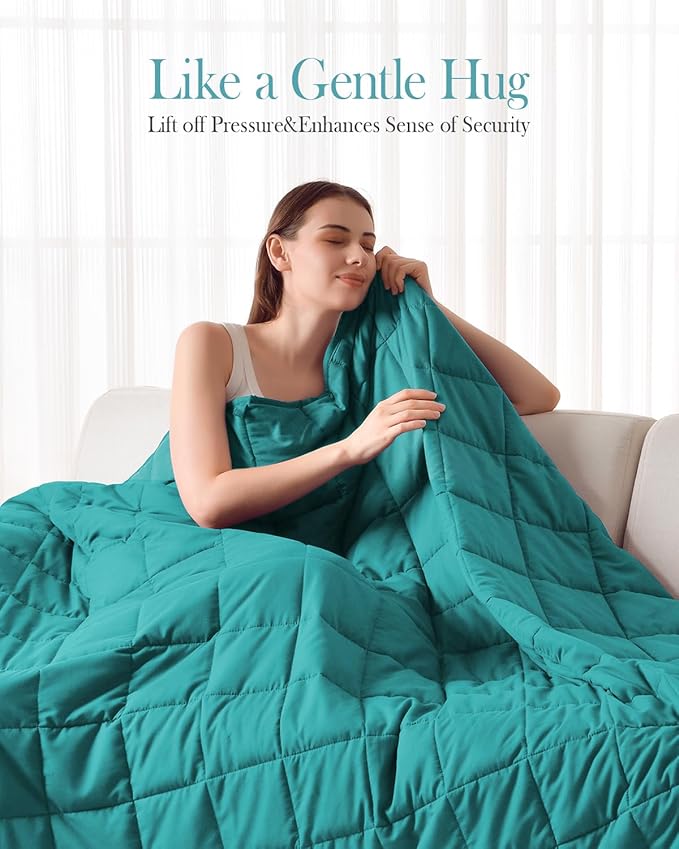 Topblan Weighted Blanket for Adults 15lbs, Breathable Cooling Weighted Blanket, High Breathability Heavy Blanket, Soft Material with Glass Beads for All Season, Sofa Bed, 60"x80" Queen Size,Green