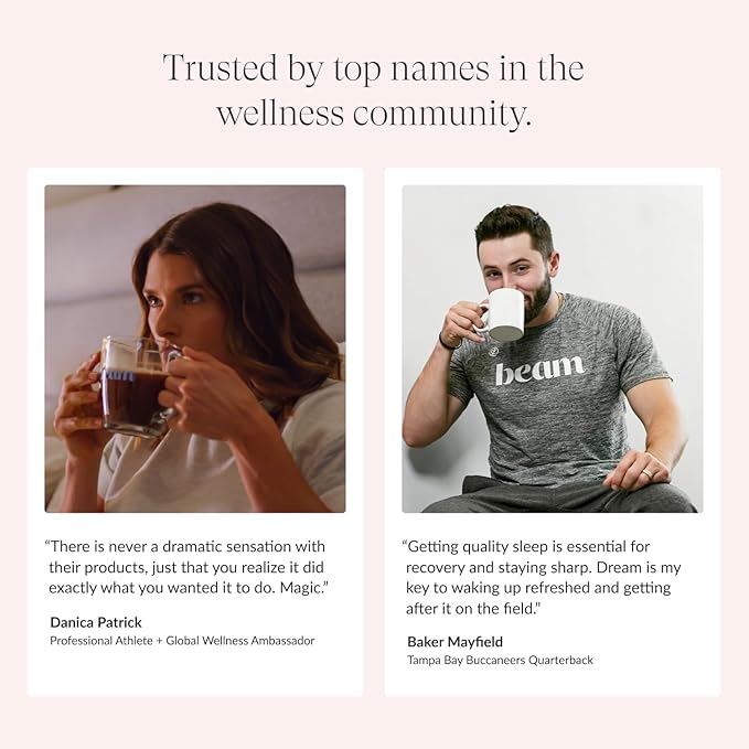 Beam Dream Sleep Powder, L-Theanine, Apigenin, Reishi and Magnesium, Third Party Tested Natural Sleep Aid & Sleep Supplement for Deep Sleep, Relaxation and Recovery, Natural Sleep Support, 22 Servings