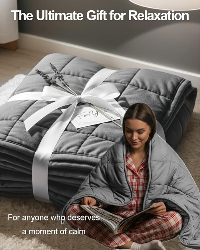 Weighted Blanket 15lbs 48"x72" Size for Adults, Heavy Blanket with Premium Glass Beads, Soft Microfiber Material & Breathable for All-Season Comfort (48"x72"15lbs)