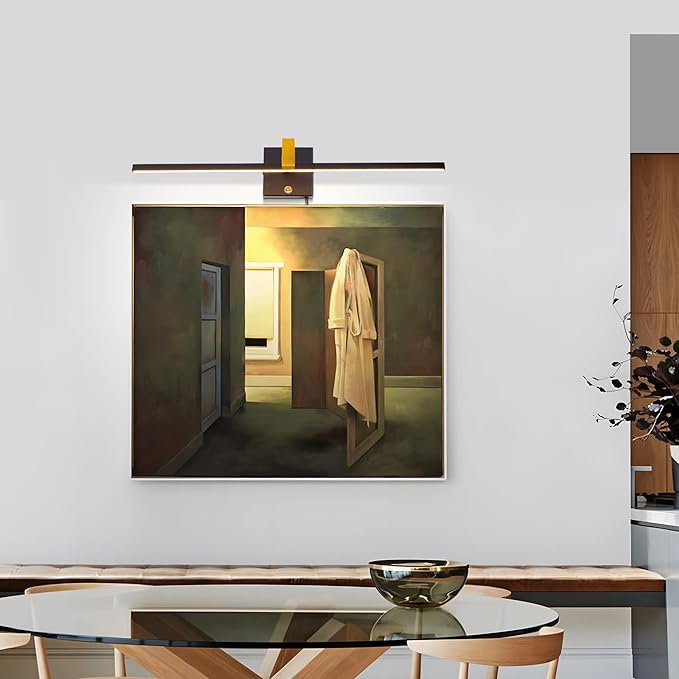 MantoLite LED Dimmable Bathroom Mirror Vanity Light Fixture 24inch 14W Cabinet Picture Wall Lights, Indoor Lightings Wall Sconce with Ajustable Arm Bedside Reading Lamp, Pulg in Display Lamps Black