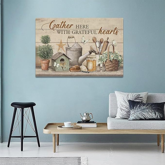 Farmhouse Kitchen Wall Art Country Kitchen Wall Decor Farm Rustic Sign Pictures Canvas Painting Artwork Home Decorations for Living Room Bedroom Bathroom Office 24"x16"