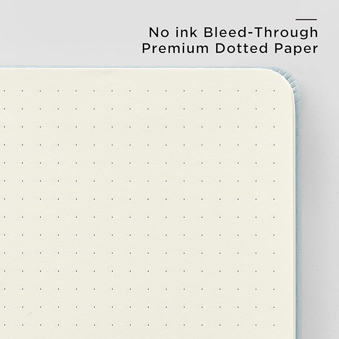 &And Per Se Dotted Journal Notebook, A5 Hardcover Leather Bullet Dotted Journal, 160 Pages 100 gsm Thick Dotted Paper，3 Sheets of Stickers Included - 5.7'' x 8''（Cyan）
