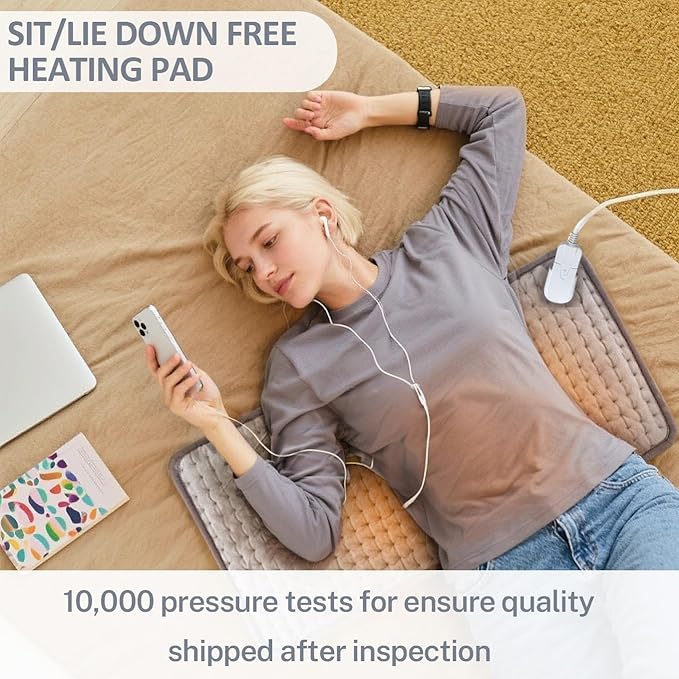 Heating Pad for Neck and Shoulders and Back - 12x24 Inch Electric Heating Pad Period Cramps & Back Pain Relief, 10 Heat Setting, Soft Machine Wash Fabric, Auto-Off & Moist Heat - Gifts for Women & Men